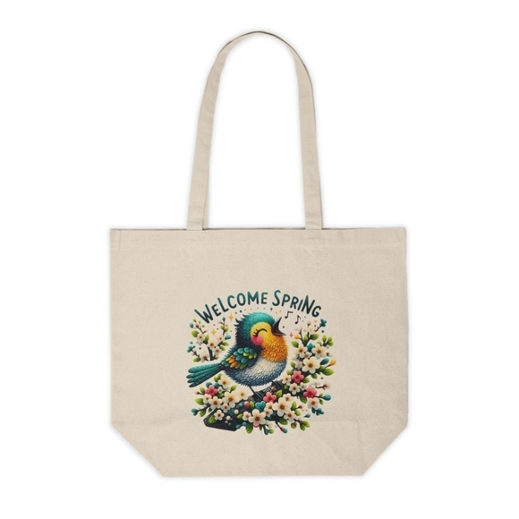 Handmade Handbags - Welcome Spring Colorful Bird Custom Canvas Tote Bag